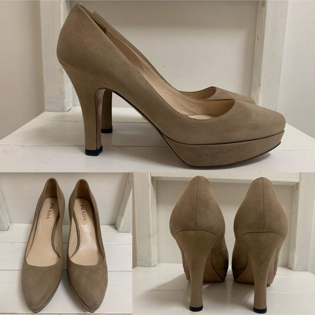 PRADA - PRADA プラダ ITALY製 スエードレザーヒールパンプス PRADA - PRADA プラダ ITALY製 スエードレザーヒールパンプス