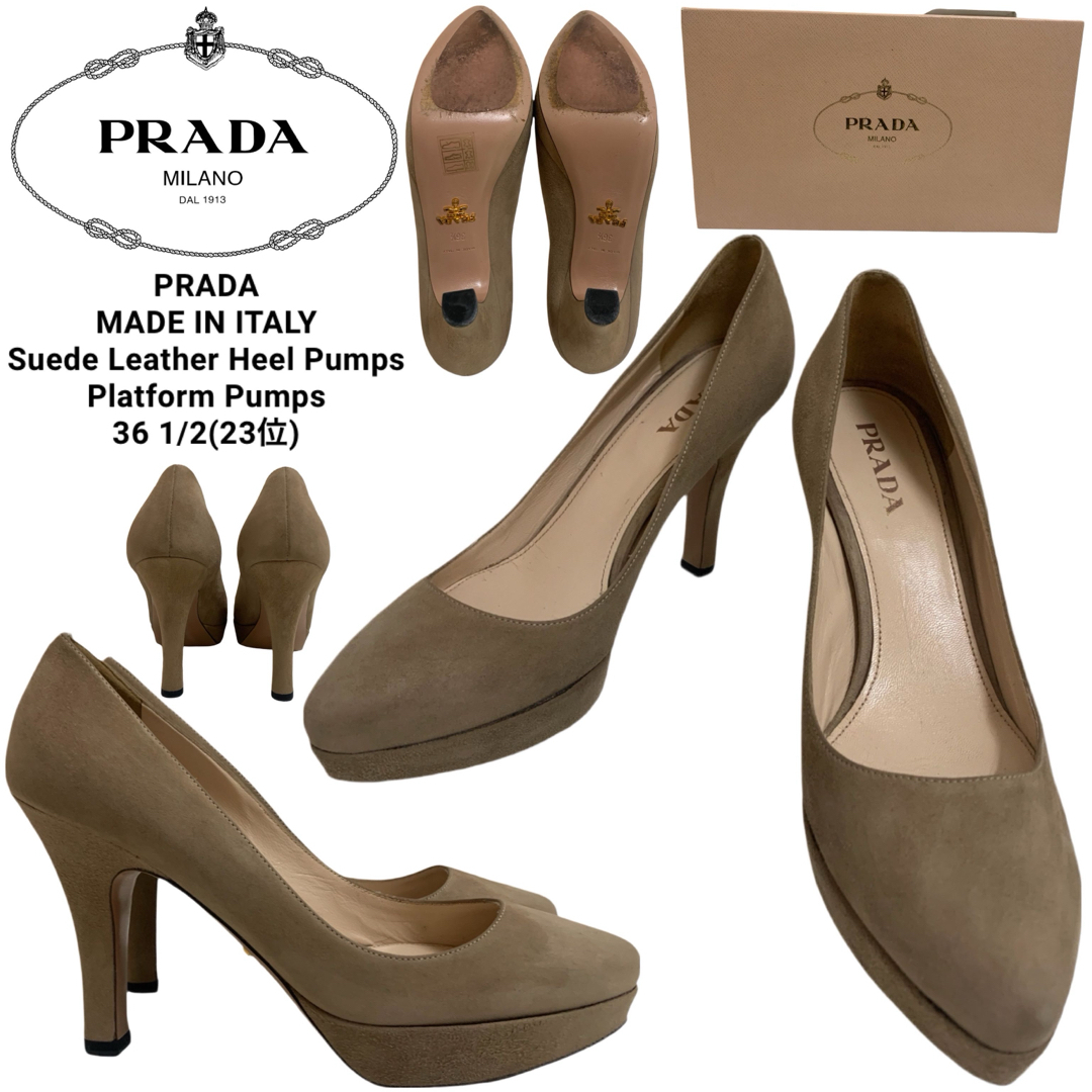 PRADA - PRADA プラダ ITALY製 スエードレザーヒールパンプス PRADA - PRADA プラダ ITALY製 スエードレザーヒールパンプス