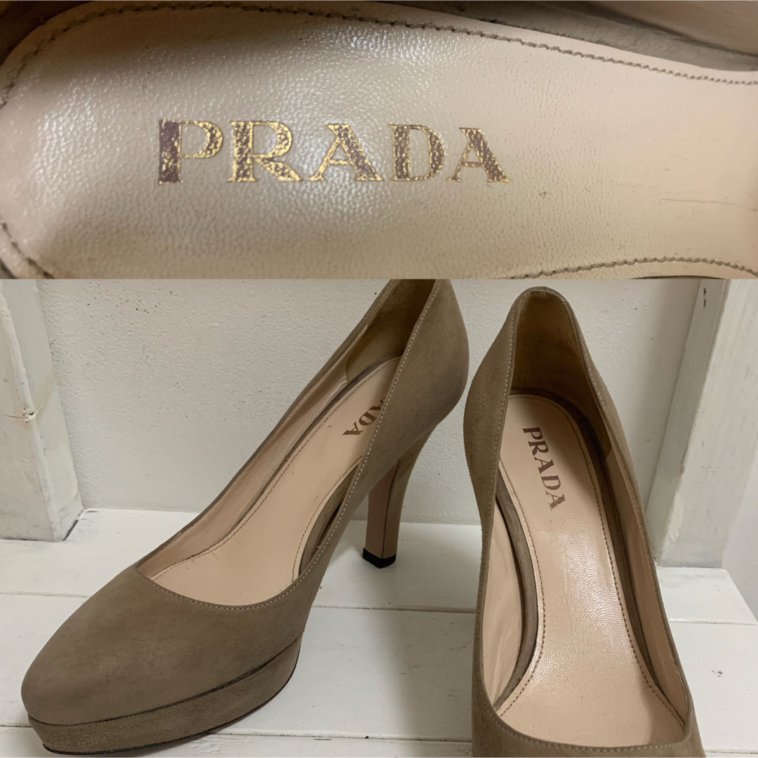 PRADA - PRADA プラダ ITALY製 スエードレザーヒールパンプス PRADA - PRADA プラダ ITALY製 スエードレザーヒールパンプス