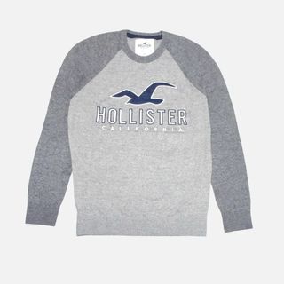 ホリスター(Hollister)の★新品★ホリスター★ラグランアップリケクルーネックセーター (Grey/L)(ニット/セーター)