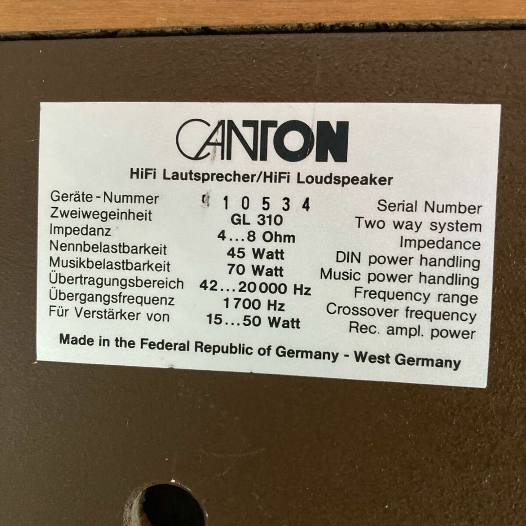 Canton - 美品 ペアスピーカー カントン GL310 ドイツ製 Canton Canton - 美品 ペアスピーカー カントン GL310 ドイツ製 Canton