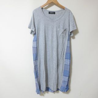 ズッカ(ZUCCa)のs730　zucca　ズッカ　グレー　異素材　チュニック　ワンピース　半袖　(シャツ/ブラウス(長袖/七分))