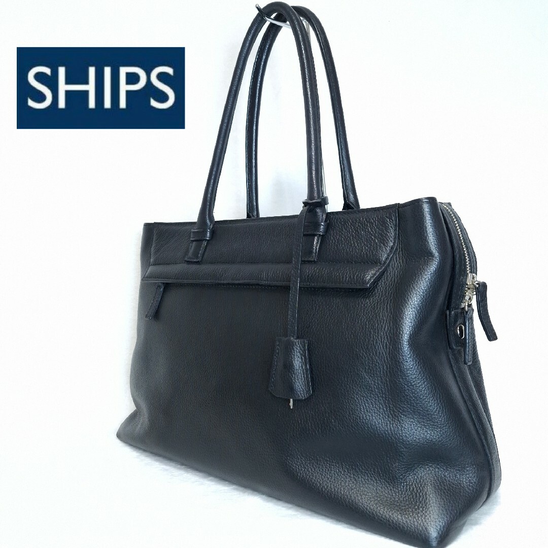 SHIPS - 【美品】SHIPS ブラック レザー ビジネスバッグの通販 SHIPS - 【美品】SHIPS ブラック レザー ビジネスバッグの通販