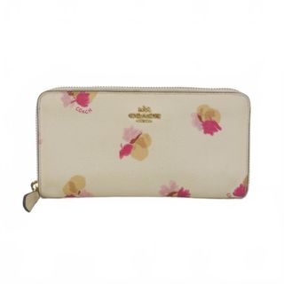 コーチ(COACH)のコーチ COACH 長財布 ラウンドファスナー ロングウォレット 花柄 白(長財布)