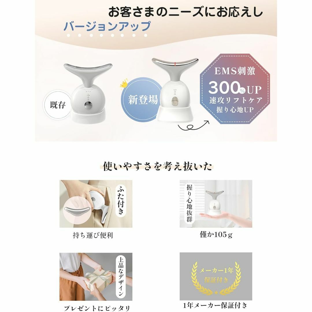 美顔器 1台8役 EMS 美顔ローラー かっさ 電動 温感 イオン スマホ/家電/カメラの美容/健康(フェイスケア/美顔器)の商品写真