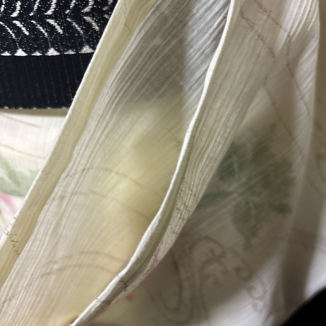 小千谷縮風洗える夏小紋フルセット4点 美品着物+夏袋帯+帯締め+ 小千谷縮風洗える夏小紋フルセット4点 美品着物+夏袋帯+帯締め+