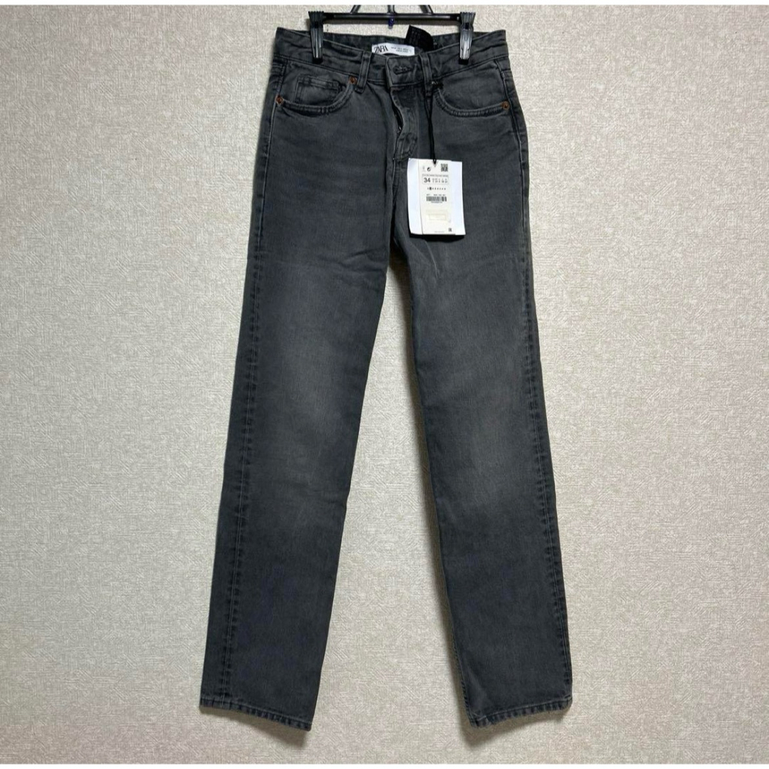 ZARA - ZARA ストレートデニム グレー サイズ34 新品タグ付きの ZARA - ZARA ストレートデニム グレー サイズ34 新品タグ付きの