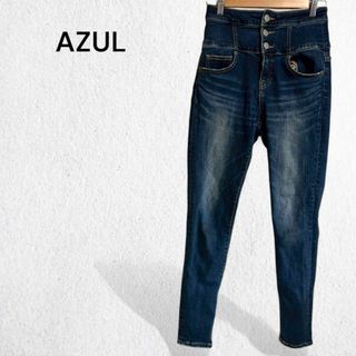 アズール(AZZURE)のアズール スキニーパンツ デニム ジーンズ ジーパン ハイウエストボタン(スキニーパンツ)