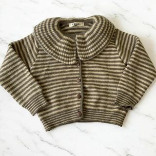 Chloe - クロエ 女優襟 カーディガン ボーダー ボタン ウール Chloe - クロエ 女優襟 カーディガン ボーダー ボタン ウール