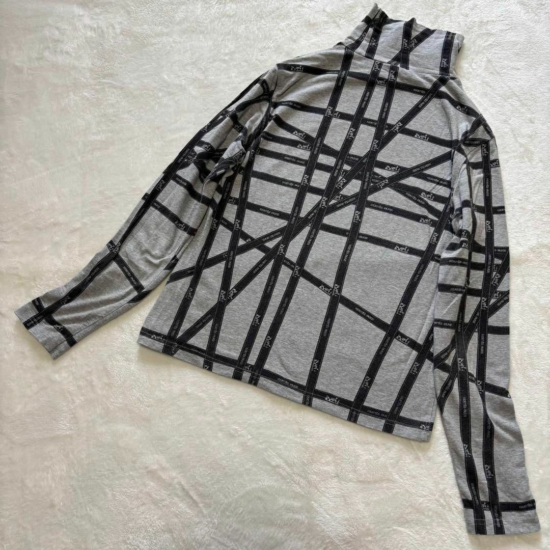 HERMES - エルメス ハイネック トップス シャツ グレー L リボン HERMES - エルメス ハイネック トップス シャツ グレー L リボン