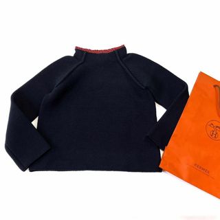 HERMES - HERMES エルメス コットン ニット 34 ネイビー ミドル HERMES - HERMES エルメス コットン ニット 34 ネイビー ミドル