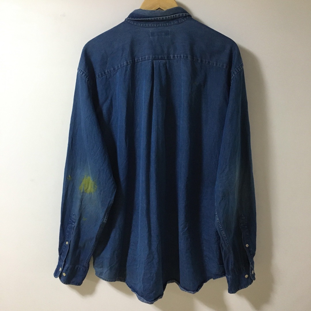 LANDS’END(ランズエンド)の【希少】ランズエンド ヴィンテージ デニムシャツ 長袖 XL 刺繍 メンズのトップス(シャツ)の商品写真