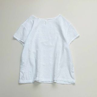 45R - 極美品45R レース編ニットTシャツ コットン 生成り 45R - 極美品45R レース編ニットTシャツ コットン 生成り
