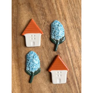 【新品】家とお花の箸置き(4つ:各2つ)(食器)