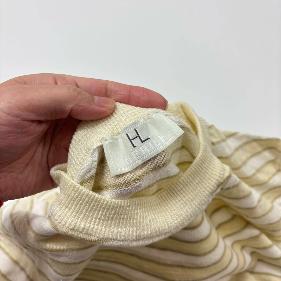 23ss 2023 HERILL ホワイトリネン ボーダー ニット 日本製 2の 23ss 2023 HERILL ホワイトリネン ボーダー ニット 日本製 2の