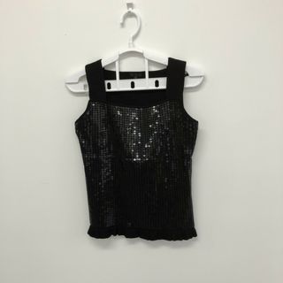 TO BE CHIC - 【TO BE CHIC /】トゥー ビー シック タンクトップ スパンコールタンクトップ ノースリーブトップス サイズ2 黒 TO BE CHIC - 【TO BE CHIC /】トゥー ビー シック タンクトップ