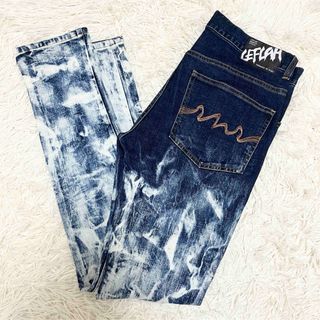 美品✨レフラー スキニーデニム ブリーチ クラッシュ 濃紺 美品✨レフラー スキニーデニム ブリーチ クラッシュ 濃紺