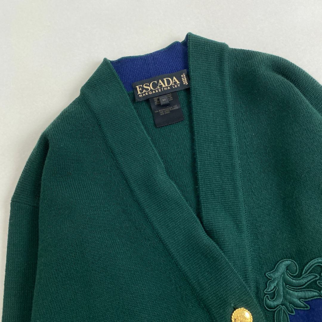 美品　エスカーダ　カーディガン　ESCADA　刺しゅう　金ボタン　ウール 美品 エスカーダ カーディガン ESCADA 刺しゅう 金ボタン ウール