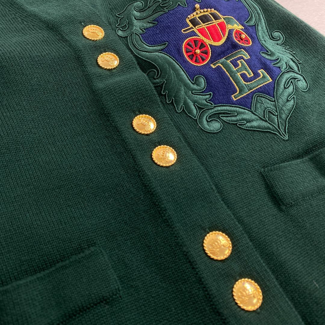 美品　エスカーダ　カーディガン　ESCADA　刺しゅう　金ボタン　ウール 美品 エスカーダ カーディガン ESCADA 刺しゅう 金ボタン ウール