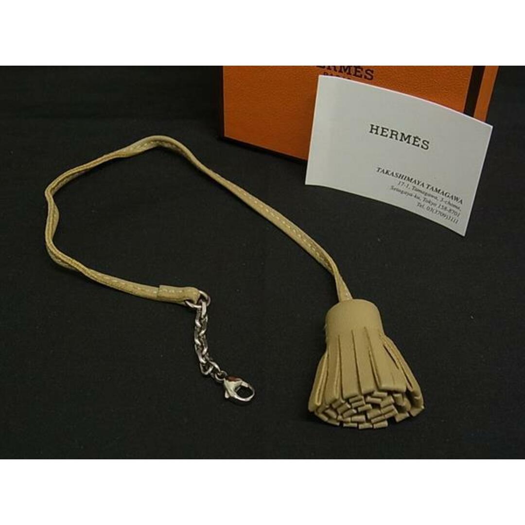 HERMES - ■新品同様■ HERMES エルメス カルメンチータ レザー タッセル キーホルダー チャーム レディース ライトブラウン系 FI5709