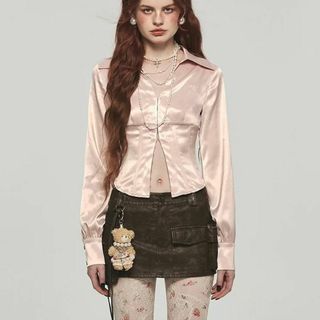 ミラオーウェン(Mila Owen)の1JINN STUDIO サテン コルセット ショート丈 シャツ ブラウス(シャツ/ブラウス(長袖/七分))