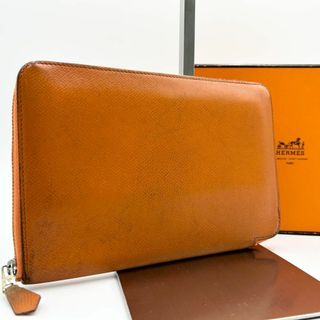 エルメス(HERMES)のHERMES アザップ コンバイン 長財布 ラウンドファスナー 箱付 オレンジ(長財布)