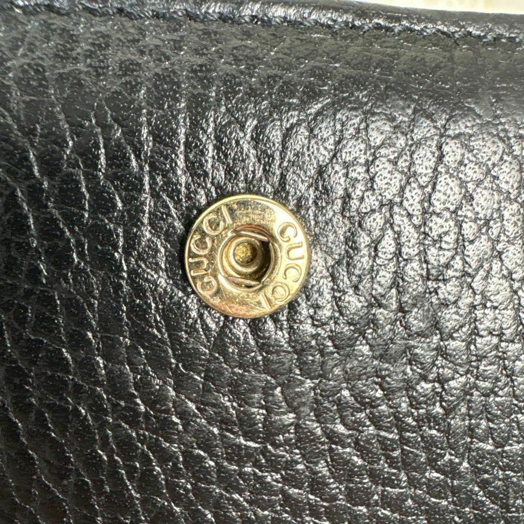 GUCCI - 美品✨GUCCI 二つ折り財布 黒 インターロッキング 本革