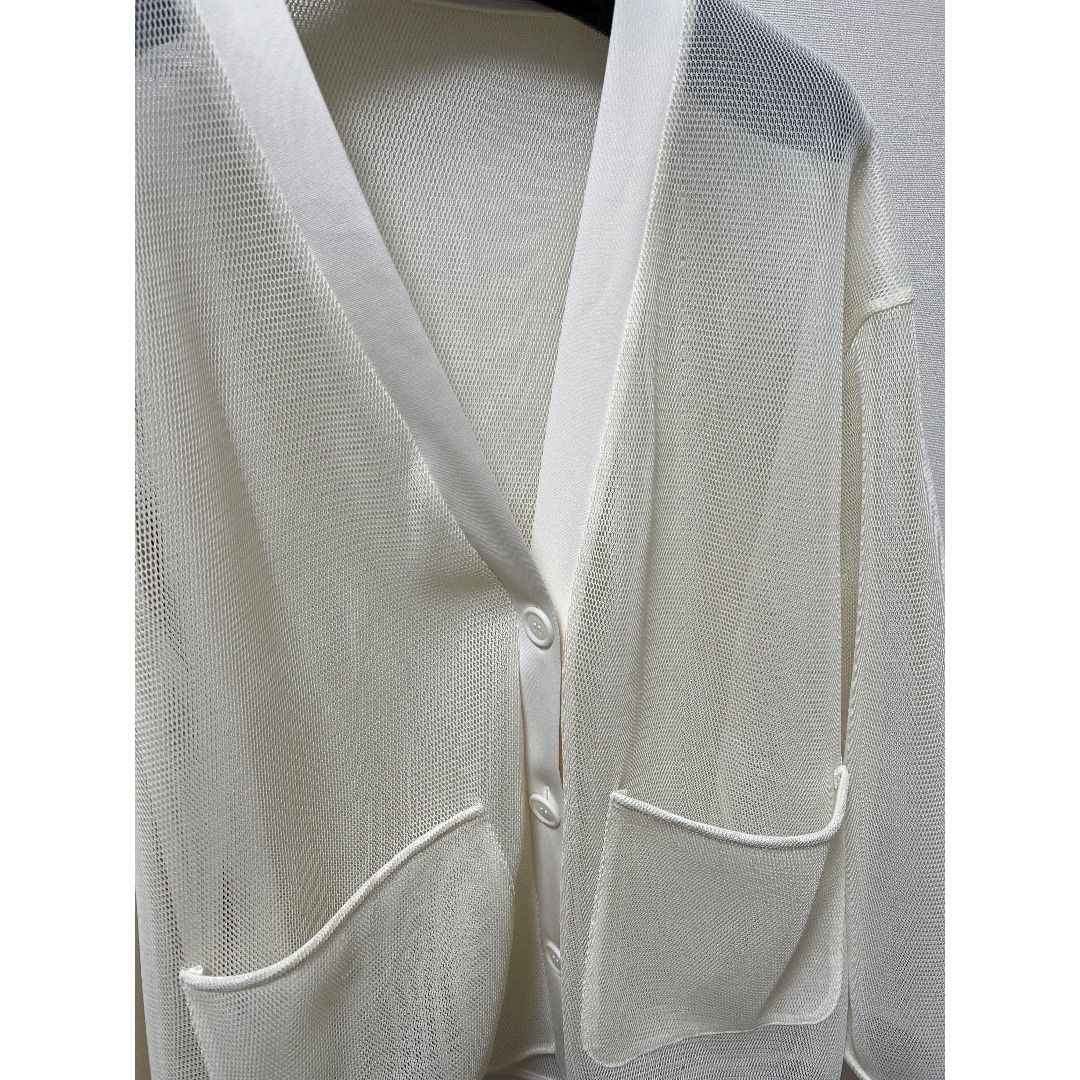 pois double mesh Cardigan カーディガン ホワイト