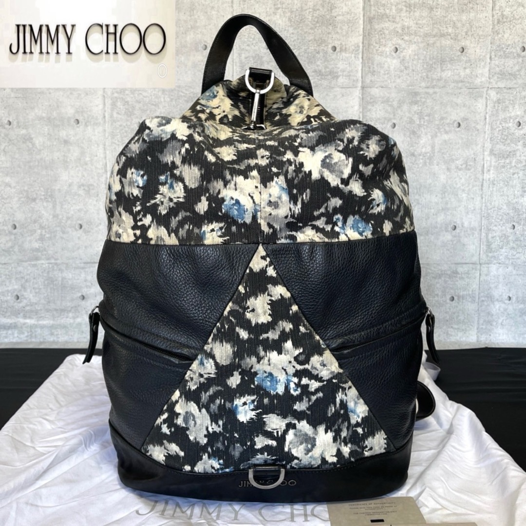 JIMMY CHOO - JIMMY CHOO FITZROY BLACK フラワー 花柄 バック JIMMY CHOO - JIMMY CHOO FITZROY BLACK フラワー 花柄 バック
