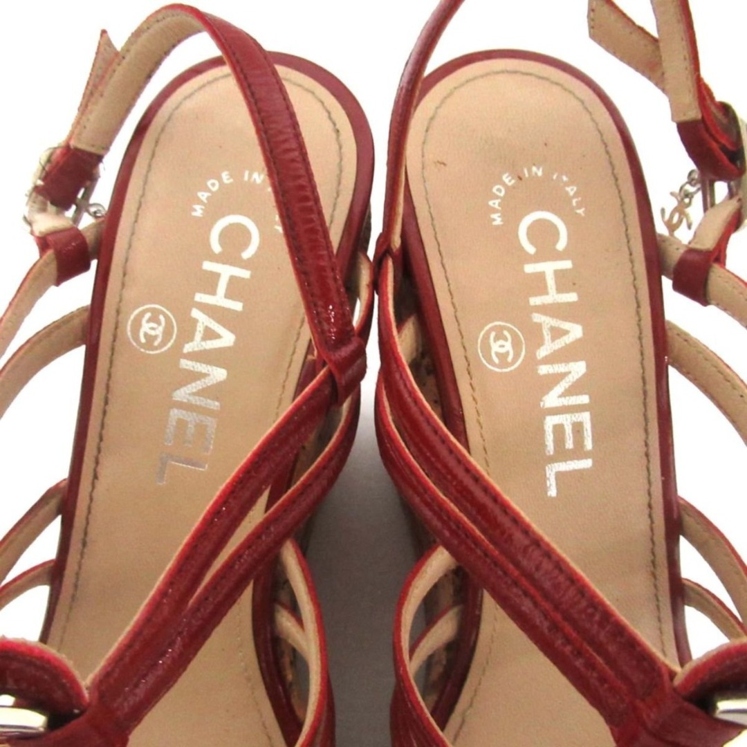 CHANEL - 美品 CHANEL シャネル パテントレザー コルクソール CHANEL - 美品 CHANEL シャネル パテントレザー コルクソール