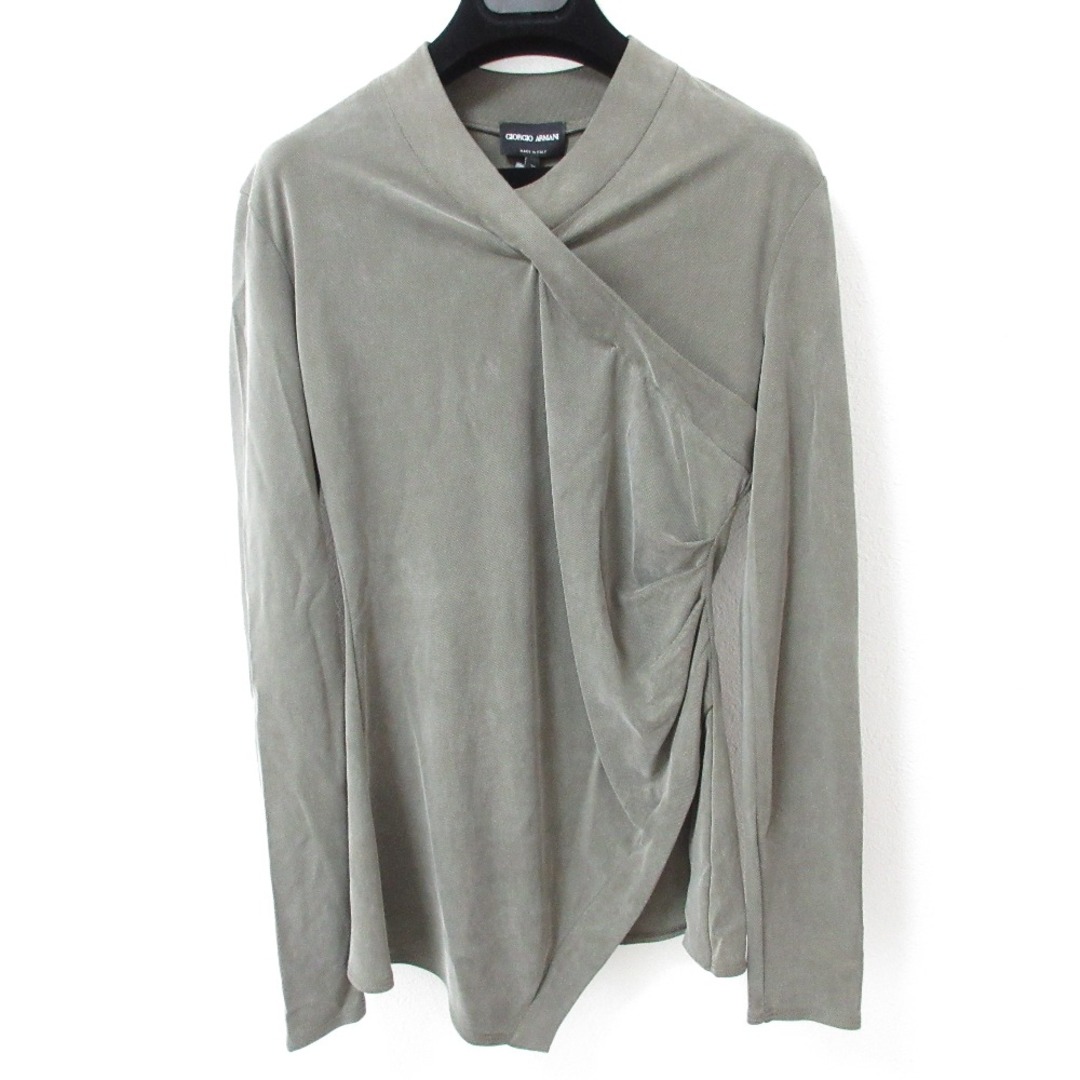 GIORGIO ARMANI - 未使用 GIORGIO ARMANI ジョルジオアルマーニ 2024年製 カシュクール ストレッチ 長袖 アシンメトリーカットソー 38 グレー レディース 古着 中古 USED
