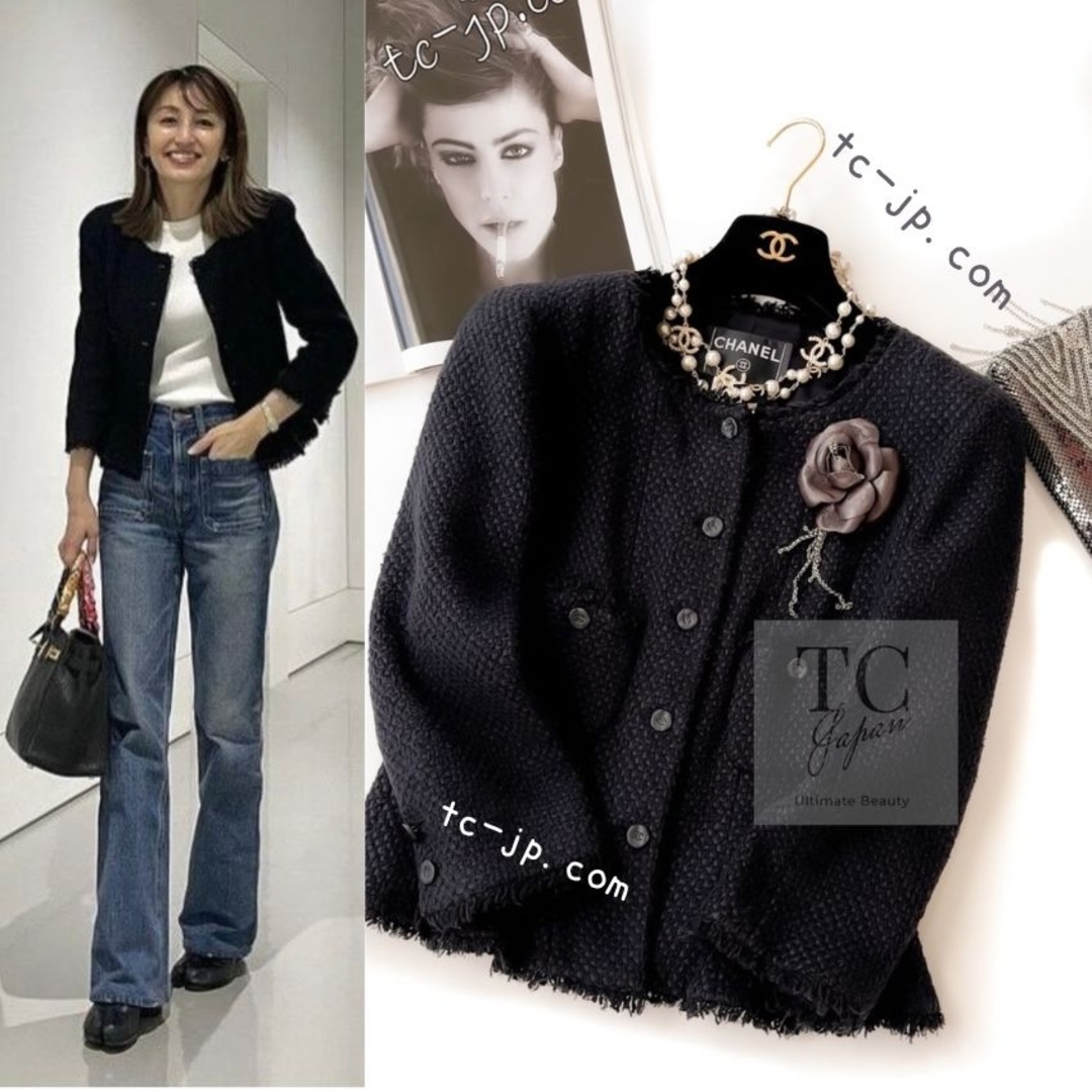 CHANEL - シャネル ジャケット スーツ CHANEL ブラック シルク CHANEL - シャネル ジャケット スーツ CHANEL ブラック シルク
