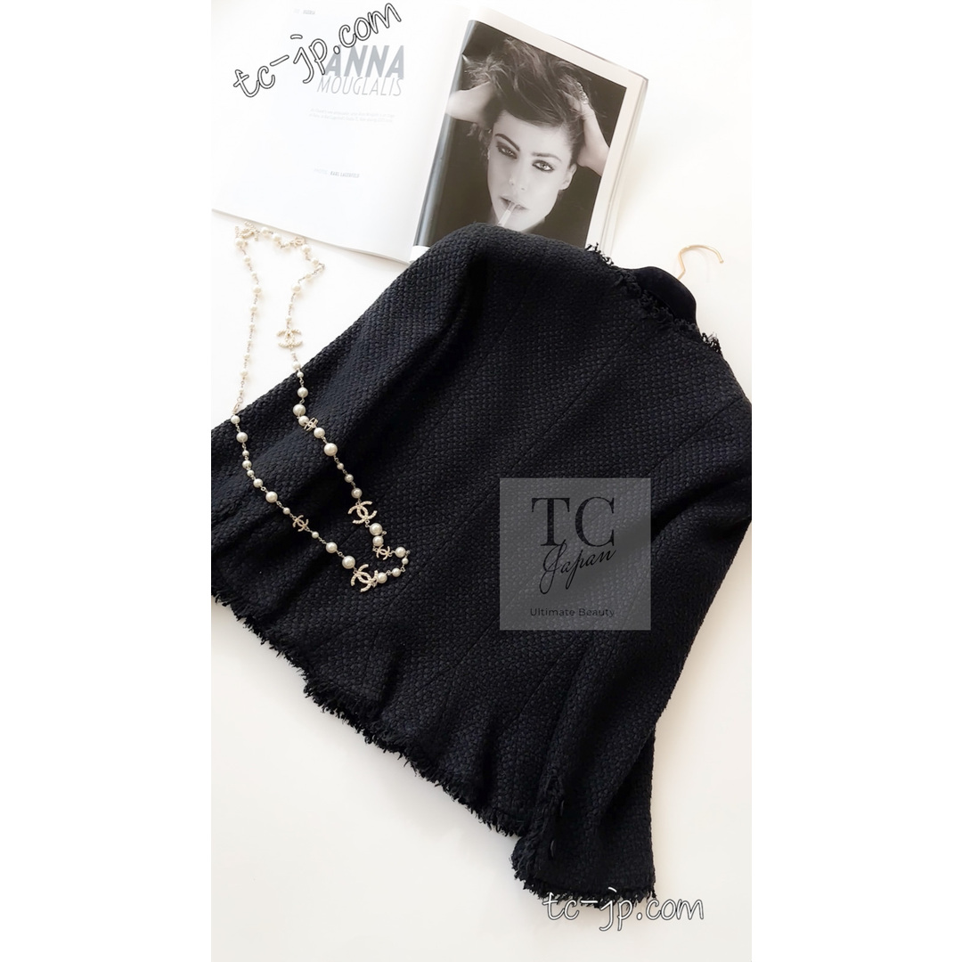CHANEL - シャネル ジャケット スーツ CHANEL ブラック シルク CHANEL - シャネル ジャケット スーツ CHANEL ブラック シルク