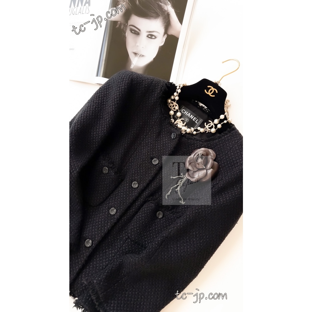 CHANEL - シャネル ジャケット スーツ CHANEL ブラック シルク CHANEL - シャネル ジャケット スーツ CHANEL ブラック シルク