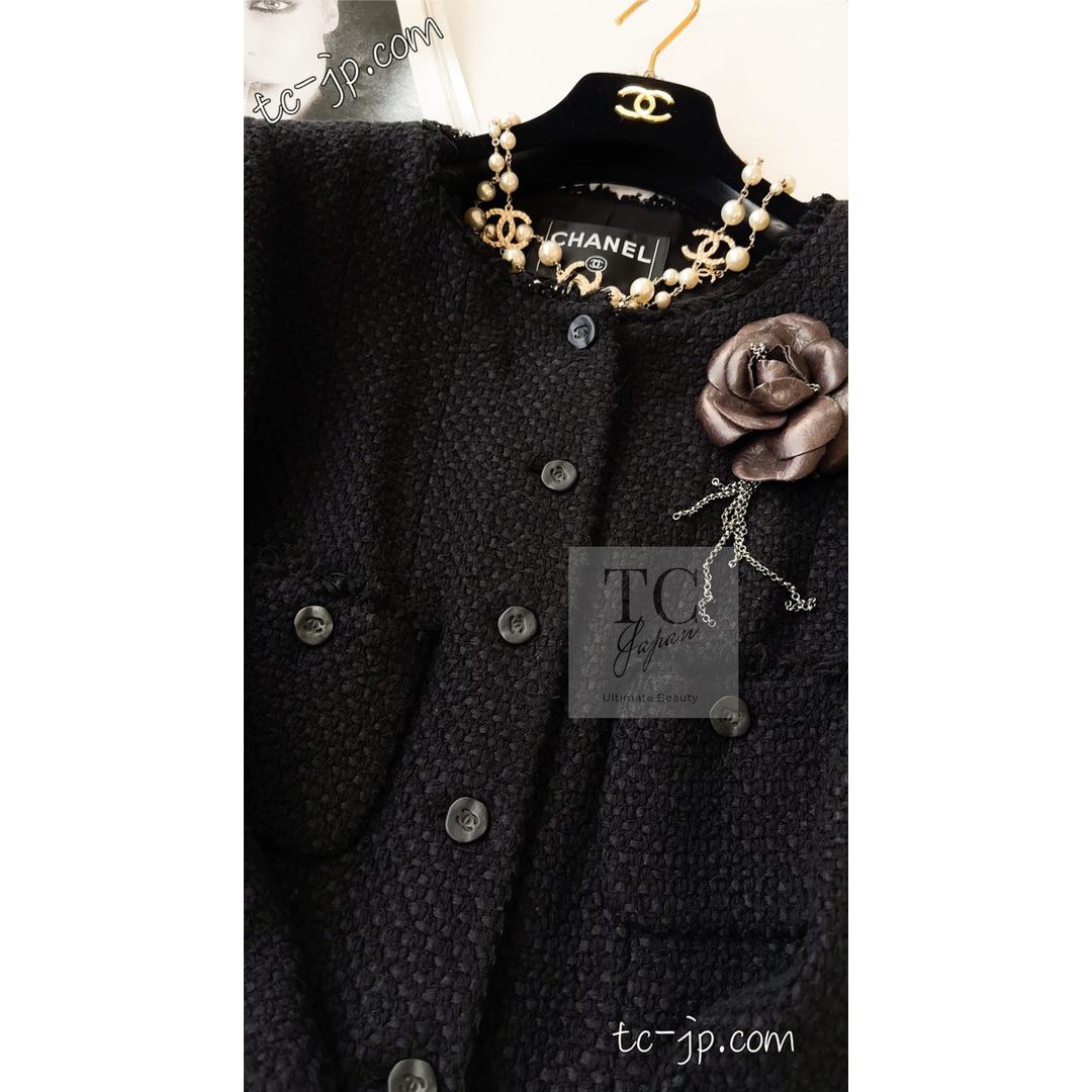 CHANEL - シャネル ジャケット スーツ CHANEL ブラック シルク CHANEL - シャネル ジャケット スーツ CHANEL ブラック シルク
