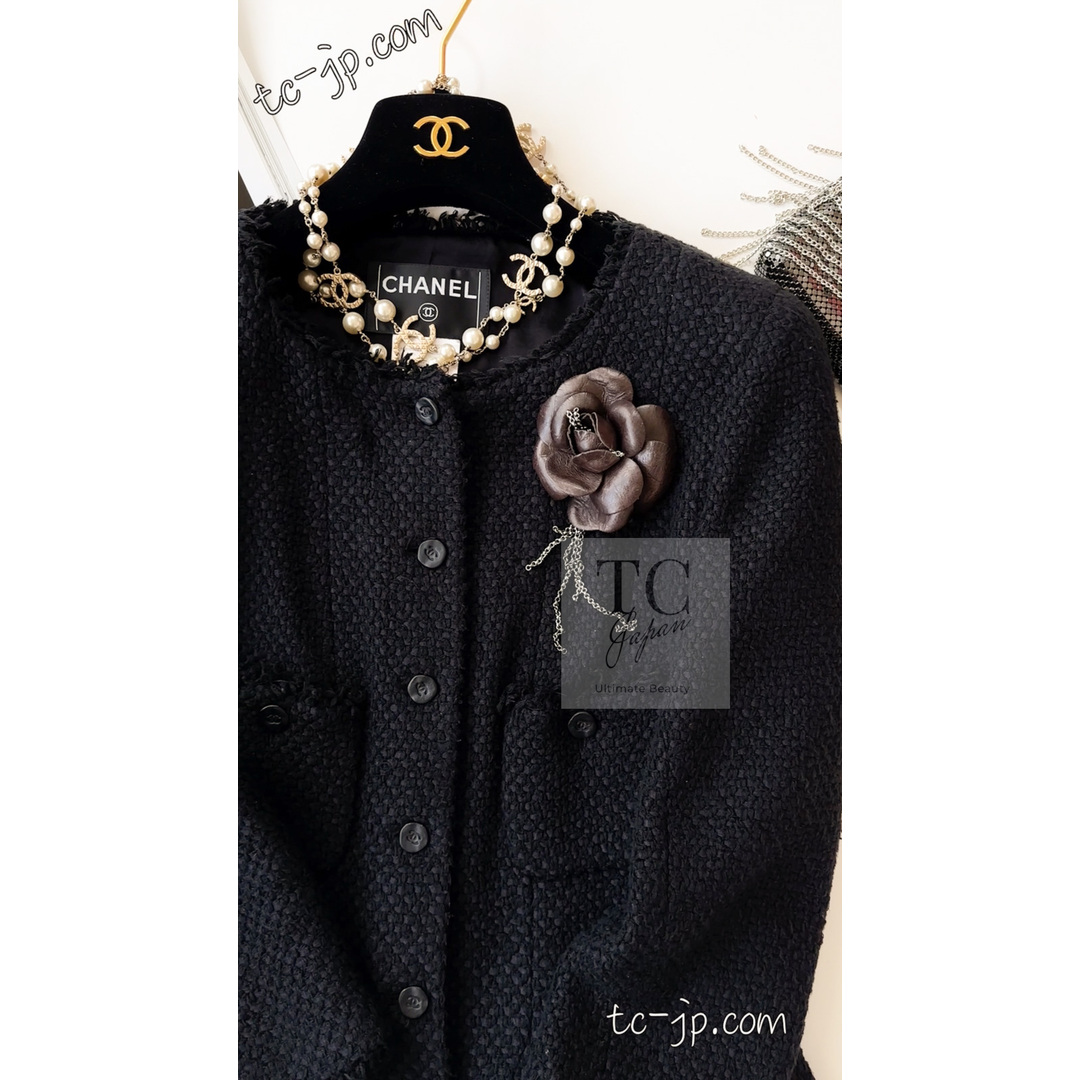CHANEL - シャネル ジャケット スーツ CHANEL ブラック シルク CHANEL - シャネル ジャケット スーツ CHANEL ブラック シルク