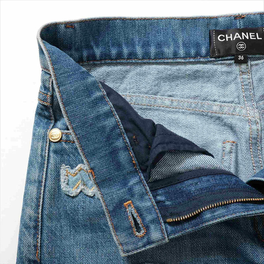 CHANEL - シャネル CHANEL ココマーク コットン デニムパンツ CHANEL - シャネル CHANEL ココマーク コットン デニムパンツ
