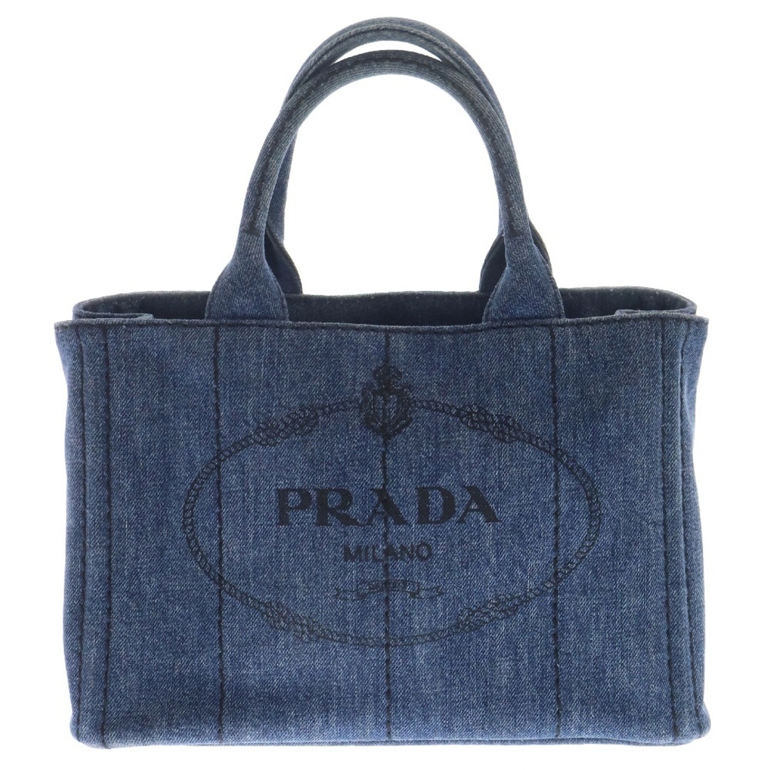 PRADA - PRADA プラダ カナパミニ トライアングルロゴプレート2WAYデニムバッグ ショルダーバッグ ブルー 1BG439