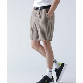 【ベージュ】ストライプ タックショートパンツ(その他)