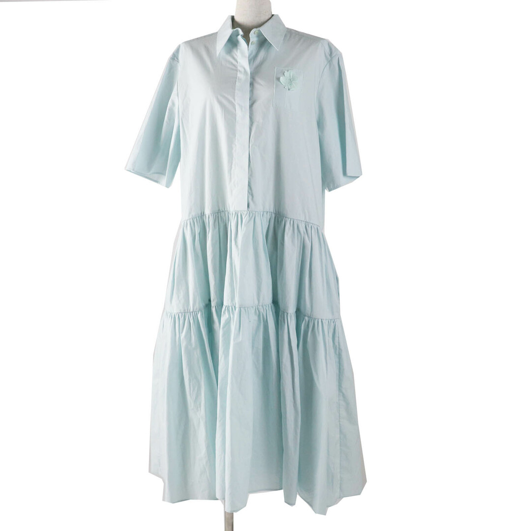 未使用品◎CECILIE BAHNSEN セシリーバンセン 1577-343-1276-7100 PRIMROSE DRESS コットン シルク ギャザー ドレス／ワンピース ライトブルー 6 ブルガリア製 正規品 レディース 定価134,200円