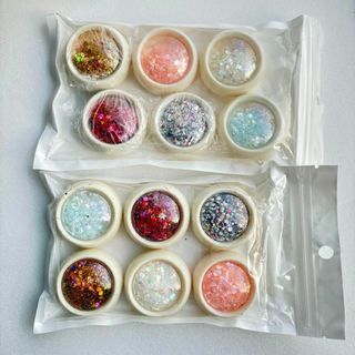 グリッター 6色 12個 キラキラ ラメグリッター ラメパウダー ネイル デコ(ネイル用品)