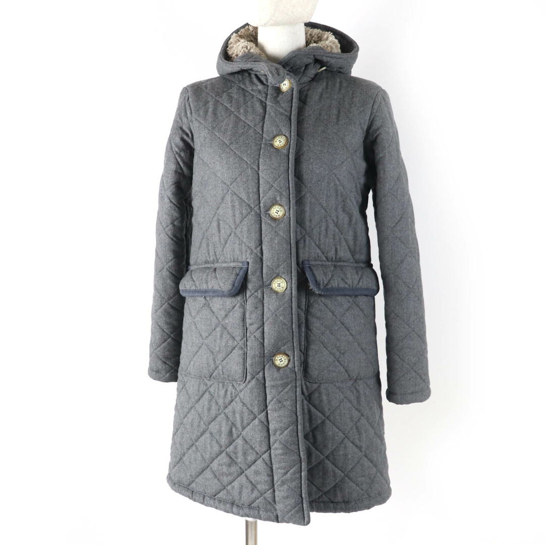 MACKINTOSH - 極美品☆Mackintosh マッキントッシュ グランジ ウール100％ 裏ボア フード付 中綿入り キルティング コート グレー 36 イギリス製 正規品 レディース