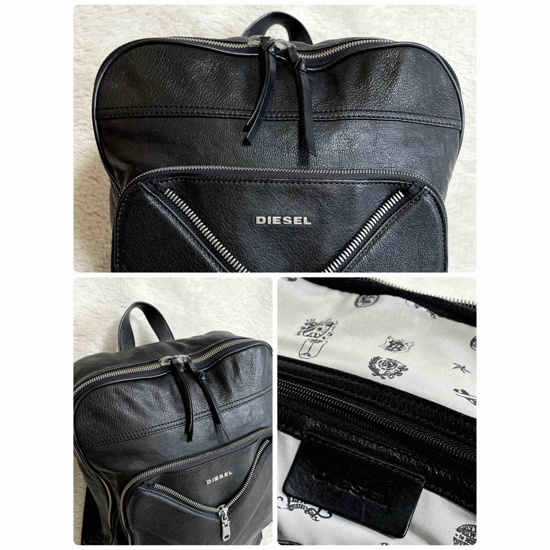 DIESEL - DIESEL ディーゼル 大容量 レザー 型押し バックパック DIESEL - DIESEL ディーゼル 大容量 レザー 型押し バックパック
