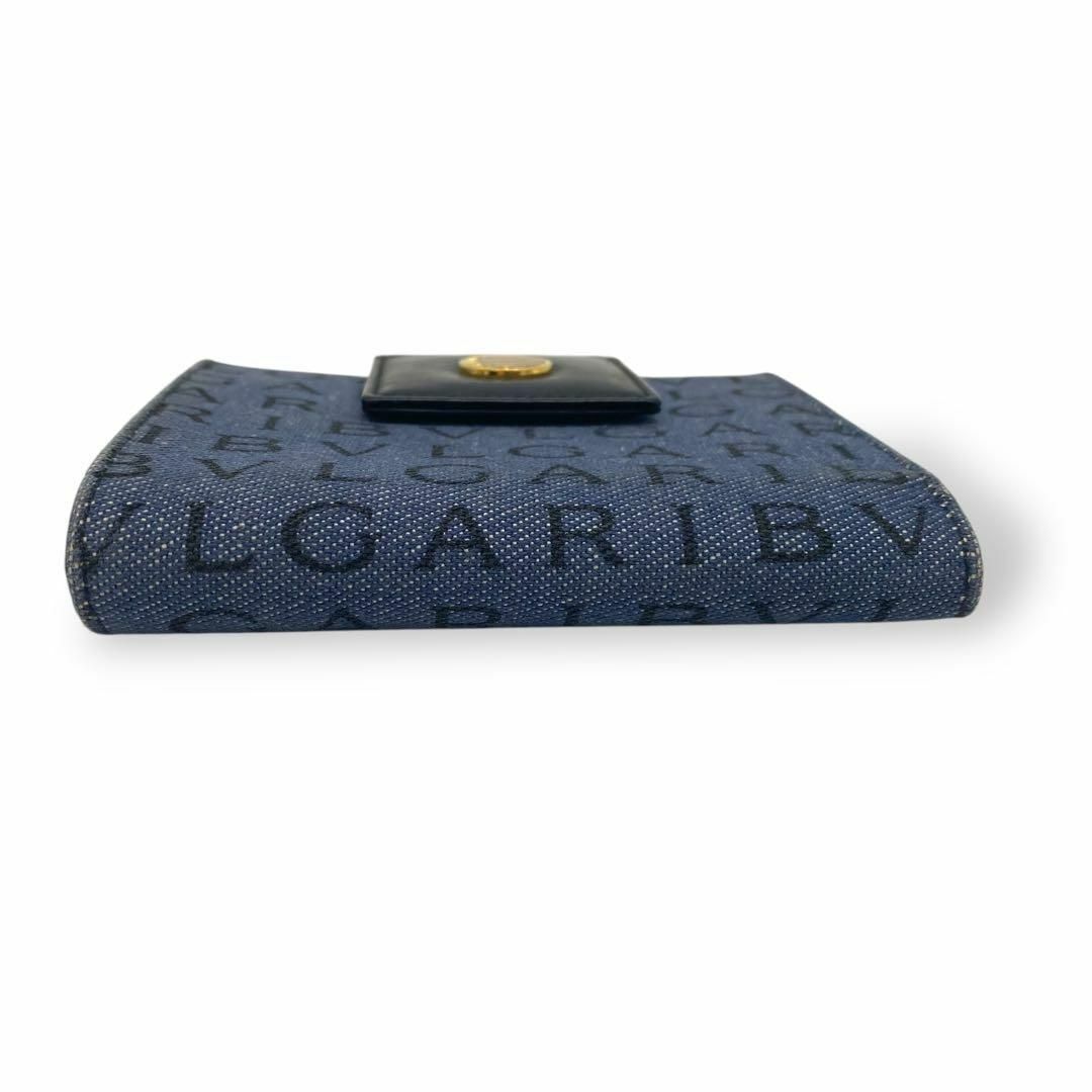 BVLGARI - BVLGARI ブルガリ 二つ折り財布 デニム ロゴマニア 黒 BVLGARI - BVLGARI ブルガリ 二つ折り財布 デニム ロゴマニア 黒