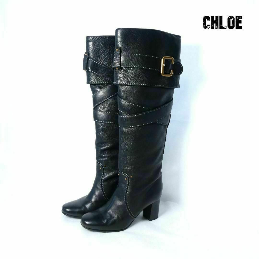 Chloe - 美品 Chloe レザー ベルト ハイヒール ラウンドトゥ Chloe - 美品 Chloe レザー ベルト ハイヒール ラウンドトゥ