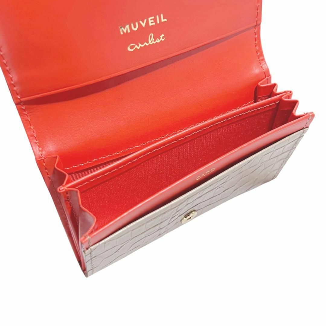 MUVEIL - ミュベール カードケース 名刺入れ パール クロコ型 MUVEIL - ミュベール カードケース 名刺入れ パール クロコ型