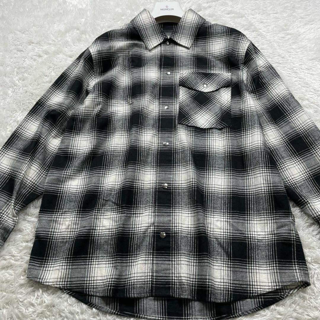 MONCLER - 【極美品】MONCLER CAMICIA ビッグロゴ フランネル MONCLER - 【極美品】MONCLER CAMICIA ビッグロゴ フランネル