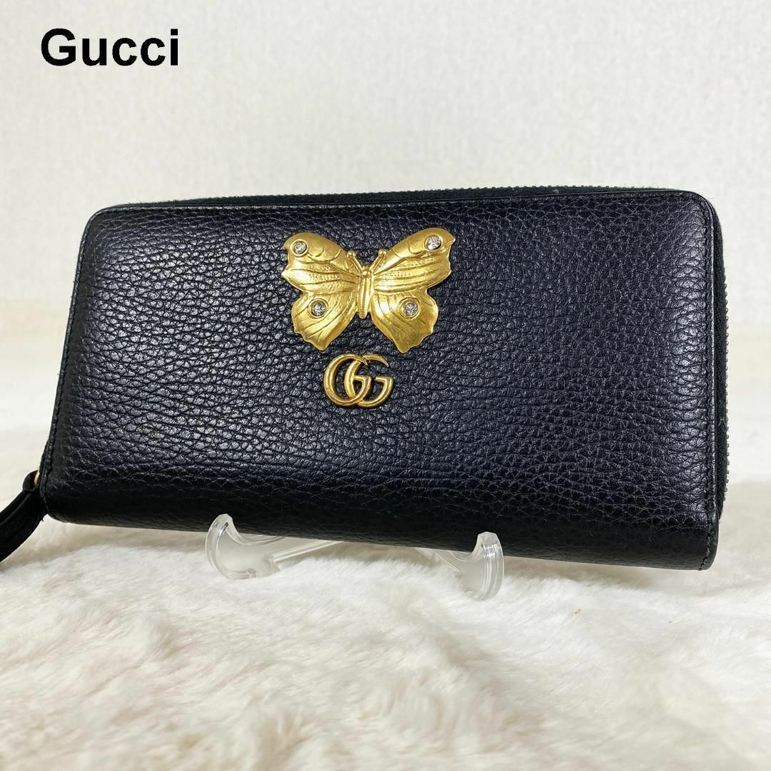 GUCCI - 美品 Gucci GG マーモント 長財布 ラウンド レザー GUCCI - 美品 Gucci GG マーモント 長財布 ラウンド レザー