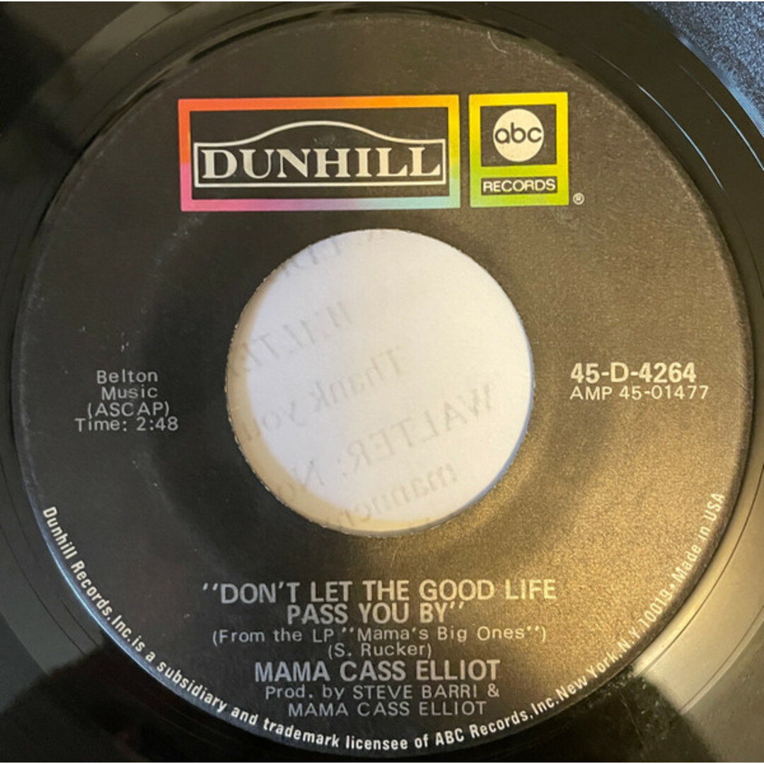 米7” Cass Elliot Dont Let The Good Life Pass You By 45D4264 Dunhill /00080 エンタメ/ホビーのエンタメ その他(その他)の商品写真