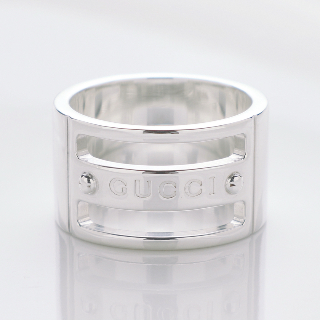 GUCCI - 極美品 GUCCI グッチ ビス ロゴ ワイド 925 リング 12.5 GUCCI - 極美品 GUCCI グッチ ビス ロゴ ワイド 925 リング 12.5